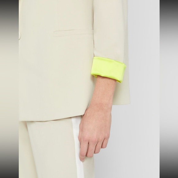 NWT $395 alice + olivia Single Breasted Bergen Blazer Taupe/ Cream Med - Picture 8 of 10